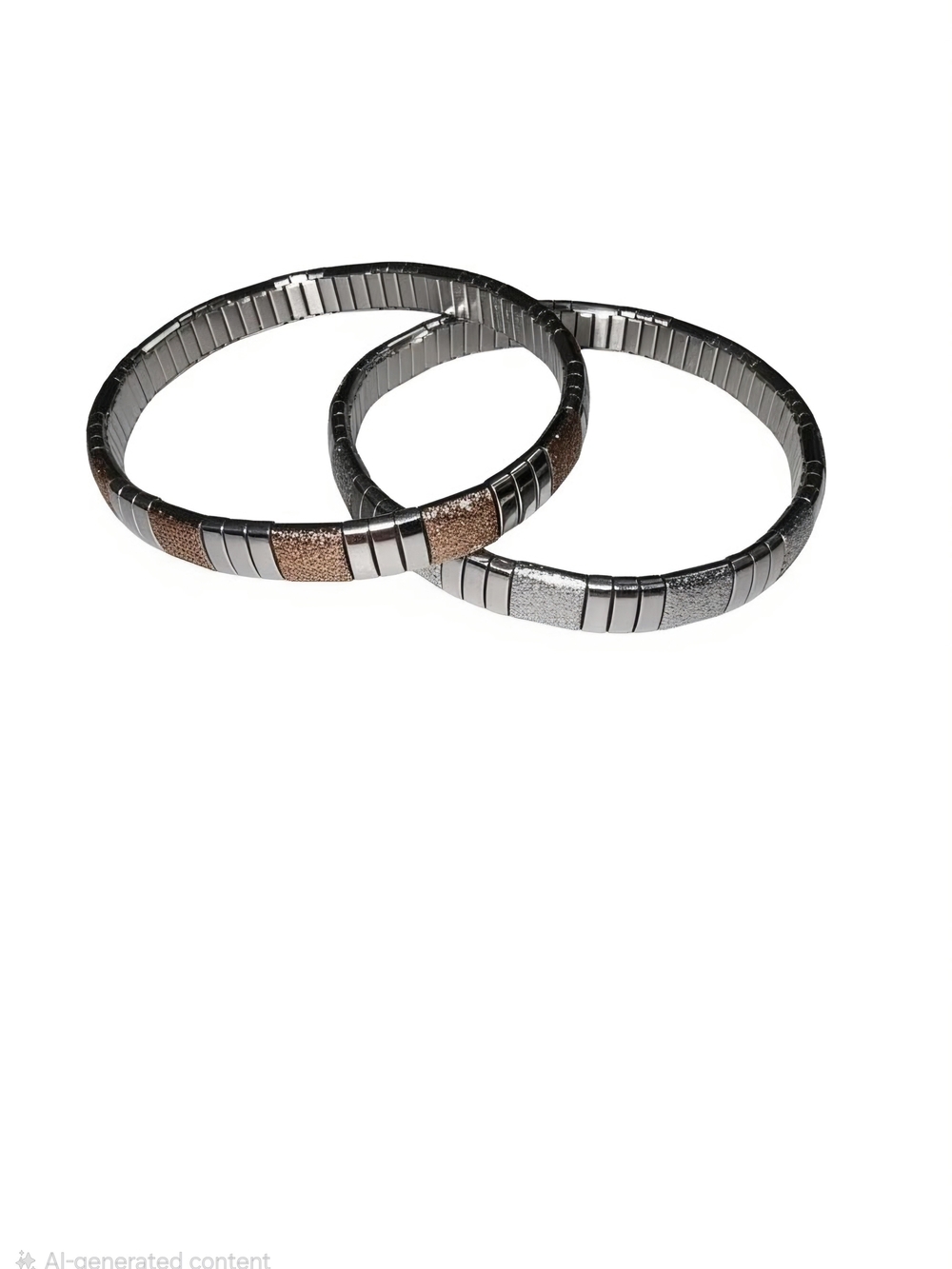 Stretch Coil Bangle Bracelet Set in Silver and Rose Gold Tones